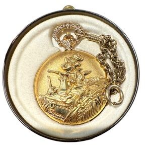 90s Vintage Railroad Mickey Pocket Watch